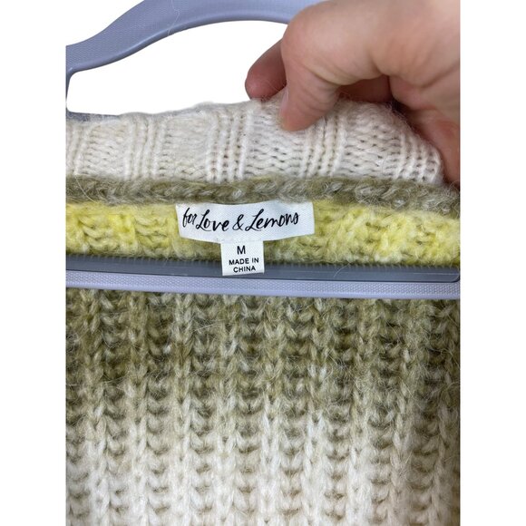 For Love & Lemons Celeste Cardigan Yellow Ombre Chunky Knit Oversized Fit Pocket - Picture 5 of 10